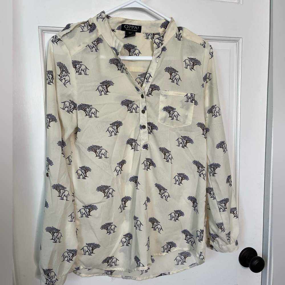 Elephant print blouse - size small